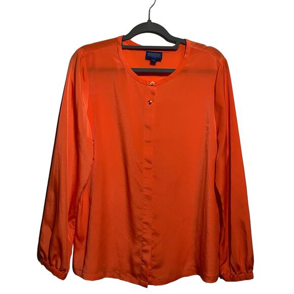 Pendleton Blouse Women's Size 14 Orange Swifty Button Front Long Sleeve - Picture 1 of 6